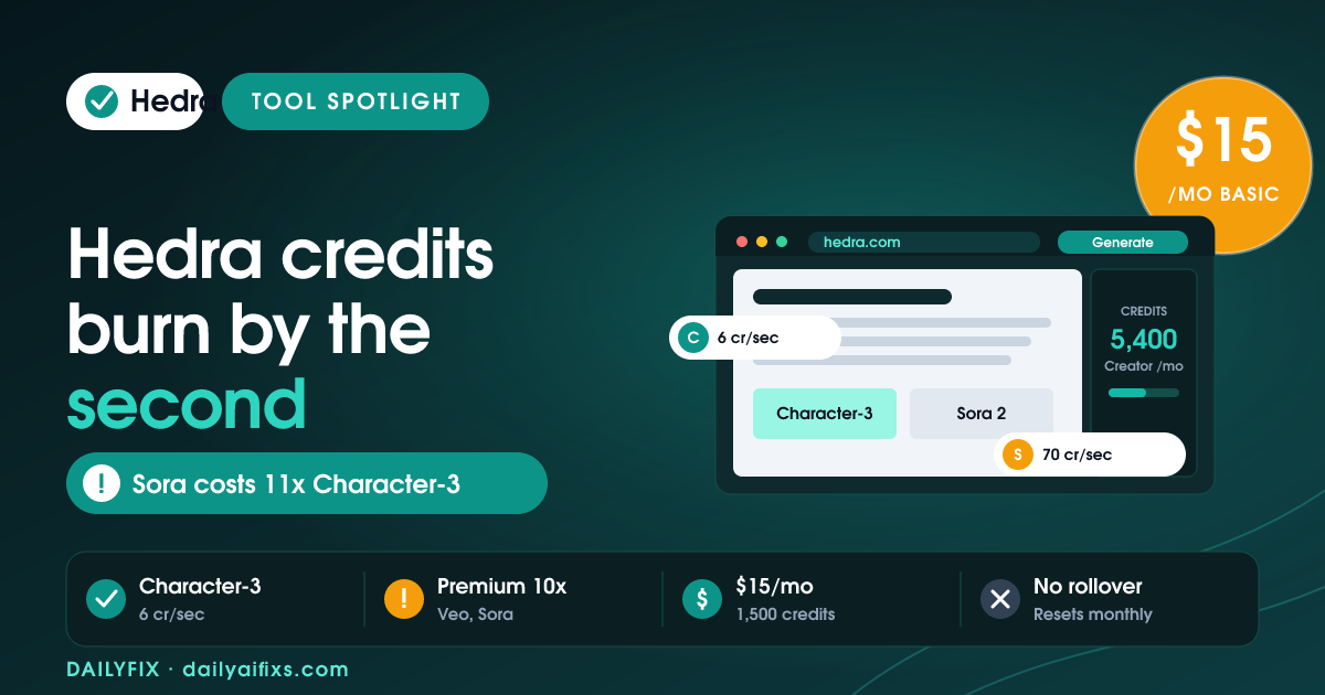 Hedra Pricing 2026: Credits Burn by the Second